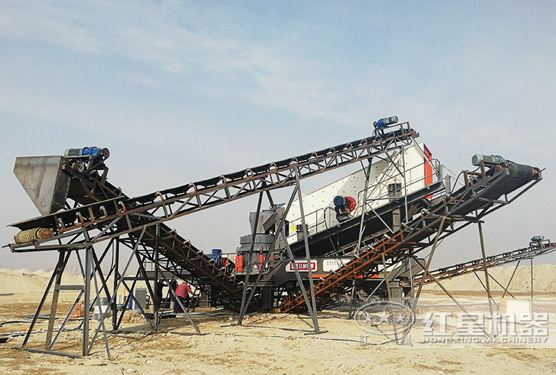 輪胎圓錐移動破碎機(jī)現(xiàn)場，單機(jī)作業(yè)，效能高節(jié)能